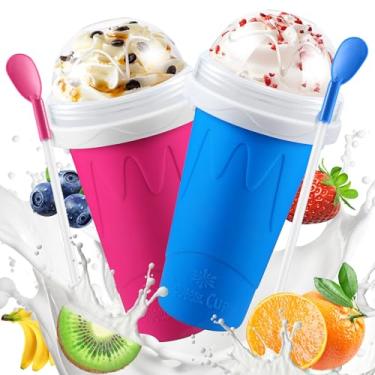 Imagem de ZUGM Pacote Com 2 Copos Mágicos Para Raspadinha, Copo Fazer Raspadinha Congelada, Portáteis Smoothies, Sucos, Milk-Shakes, Sorvetes, Reutilizáveis Família E Amigos (Azul + Rosa)