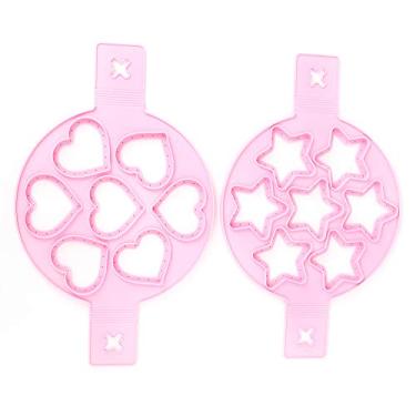 Imagem de Anéis de Panqueca de Ovo de Silicone 2 Pacote de Embalagem 14 Cavidade Star do Coração Estrela do Coração Fácil de Virar Prático e Bonito Armazenamento Ideal de Cozinha Ideal Com Orifícios de Ventilação para Ovos