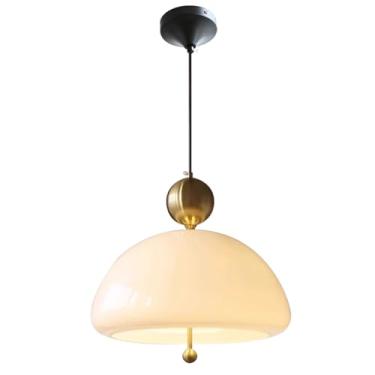 Imagem de Jowjut Luminária Pendente De Vidro Jowjut, Lustre 3 Luzes Meados Do Século, Dourado, Moderno, Suspensa 15,7" Branca, Luminárias Para Ilha Cozinha, Base E14 Mesa Jantar, Sala Estar, Corredor
