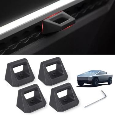 Imagem de CNSPEED Gancho de trilho de cama compatível com Tesla Cybertruck 2025 2024 2023, gancho de liga em L estilo OEM resistente para acessórios Cybertruck (4 ganchos peças)