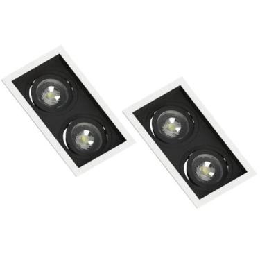 Imagem de 2 Spot Duplo Embutir Recuado Branco e Preto PAR20 E27 - SAVE ENERGY