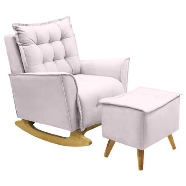Imagem de Poltrona Amamentação De Balanço Helena + Puff Veludo Quarto - Kasa Sof
