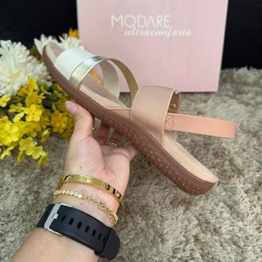 Imagem de Sandália Modare Ultraforto Rasteirinha Feminina Ouro Com Elástico (Nude, BR, Adulto, Numérico, 35)