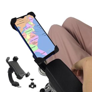 Imagem de Suporte de navegação para cadeira de rodas para celular, suporte de celular ajustável de 360° para cadeiras de rodas elétricas, mobilidade e navegação de scooter, serve para IP 13 14 15 16 17 Pro Max