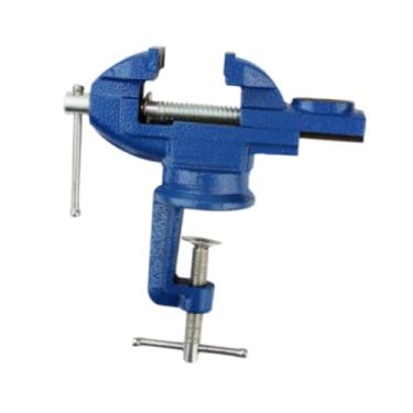 Imagem de Bothyi Morsa de mesa com grampo, rotação de 360°, base estável, compacta, ferramenta de fixação para corte de conduítes, trabalhos de construção, Azul, Boca de Grampo 5cm