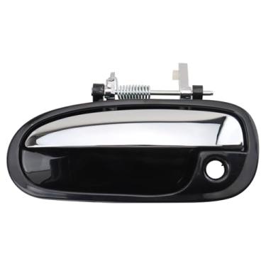 Imagem de TRQ Maçaneta externa dianteira esquerda cromada e lado do motorista da caixa preta compatível com Honda Civic 1996-2000