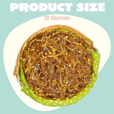 Imagem de JOYIN 12oz (340 g) grama de papel iridescente dourada de Páscoa, papel picado brilhante para caça aos ovos de Páscoa, enchimentos de pacote de recheio, lembrancinhas de decoração de bolsa de festa,