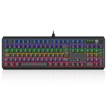 Imagem de Teclado Mecânico Gamer T-Dagger Axis Iluminação Rainbow Preto Switch Marrom T-TGK329-BR