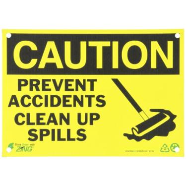 Imagem de Zing Green Products 1159 Placa de segurança de plástico reciclado "Caution Clean Up Spills", 25,4 cm de comprimento, 17,8 cm de largura