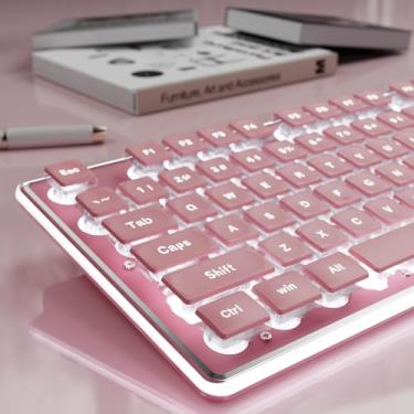 Imagem de SEUNKWANG Teclados de computador retroiluminados EWEADN GX710S, teclado USB com fio com retroiluminação branca, painel de metal, plug and play, teclas de pudim, teclado de computador de tamanho