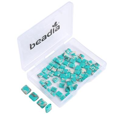 Imagem de Beadia Contas de pedra azul jaspe imperial Tila 5 x 5 mm contas espaçadoras quadradas de 2 furos para pulseira faça você mesmo brincos 38 cm/fio