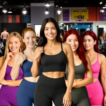 Imagem de KIT 5 Tops ALÇA FINA Bojo Fitness Slim Suplex Sutiã Esportivo Corrida 