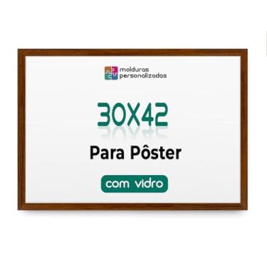 Imagem de Moldura 30x42 com Vidro Quadro A3 Parede Poster Certificado Diploma Arte Proteção (Oncinha)