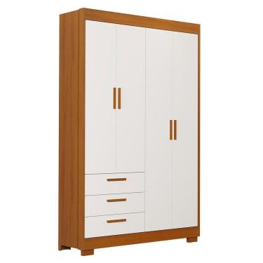 Imagem de Guarda Roupa Infantil Zaki 4 Portas E 3 Gavetas Branco Fosco-savana - Reller Móveis Branco Fosco-savana