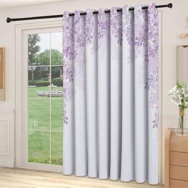 Imagem de Cortinas blecaute de poliéster elegantes com flores, flores lilás emolduradas em tons de cores suaves para sala de estar ou quarto, L 236 x C 236 cm lavanda malva pálida