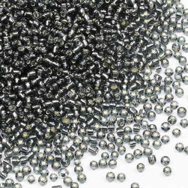 Imagem de Tibaoffy Cinza transparente com contas forradas de prata tamanho 8/0 artesanato contas de semente de vidro 3 mm para fabricação de joias (total cerca de 100 g cerca de 3600 peças)