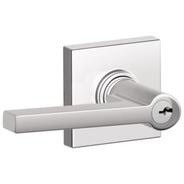 Imagem de SCHLAGE J54SOL625COL Conjunto de maçanetas de porta de entrada de cilindro único Solstice com acabamento decorativo Colton da J-Series