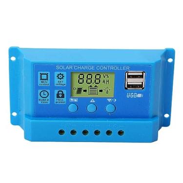 Imagem de Controlador de carga solar PWM LCD Display Parâmetro ajustável 12V 24V Painel solar Regulador de carga com saí USB para o barco marinho do RV Off System de grade azul (20a)