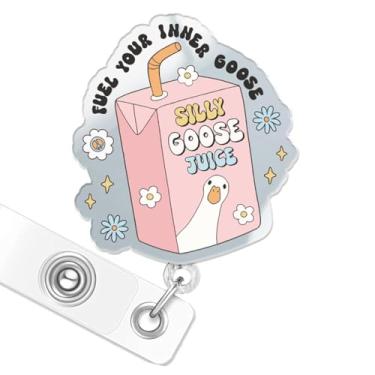 Imagem de Carretel de crachá de ganso engraçado, porta-identidade retrátil com clipe jacaré para LPN CNA MA enfermeira médica estudante de enfermagem professora e trabalhadores médicos, acessórios de crachá de