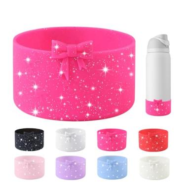 Imagem de YAYAYOUNG Bota de silicone com laço de glitter para garrafa de água Owala de 947 ml, capa protetora antiderrapante para garrafas de água de aço inoxidável FreeSip, Twist e Flip - Rosa