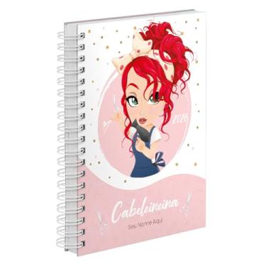Imagem de Agenda Comercial 2026 Personalizada Capa Dura Cabeleireira Ruiva Cores (Rosa)