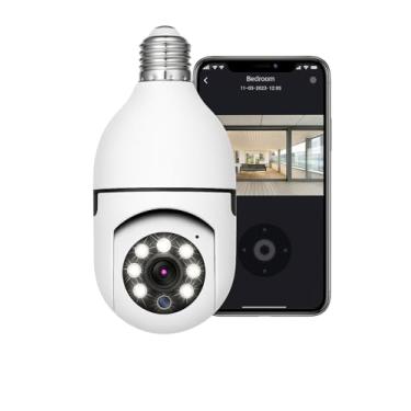 Imagem de Câmera Segurança IP Lâmpada WiFi Full HD 1080p com Visão Noturna Infravermelho 1080P, Bivolt, Detecção de Movimento, Áudio Bidirecional, Prova D'água Giratória