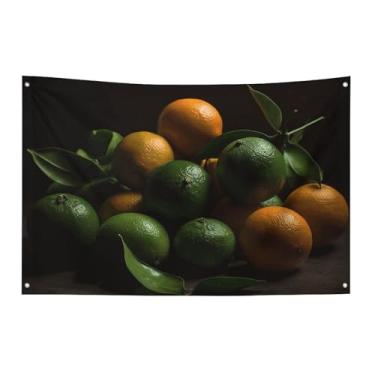 Imagem de Bandeira de laranjas verdes e amarelas 119 x 178 cm, sem desbotamento, bandeira de boas-vindas, jardim, quintal, bandeira, decoração de casa, decoração de casa