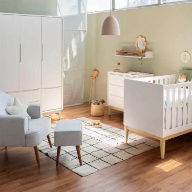 Imagem de Kit Quarto Theo com Pés Square Natural - Berço Mini Cama + Cômoda 3 Ga