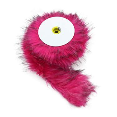 Imagem de Furryvalley Fita de pele sintética com acabamento de pele de raposa Raccon, listra peluda para chinelos, franja, 2 metros (rosa rosa)