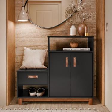 Imagem de Sapateira Organizadora Multiuso Com 3 Portas Maya Lojas K7 Plus, Preto