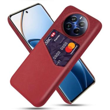 Imagem de Capa para Realme 12 Pro,Anti-deslizamento,Proteção contra quedas de 360°,Resistência à impressão digital,Tela e caso de couro PU com 1 slot de cartão atrás-Red
