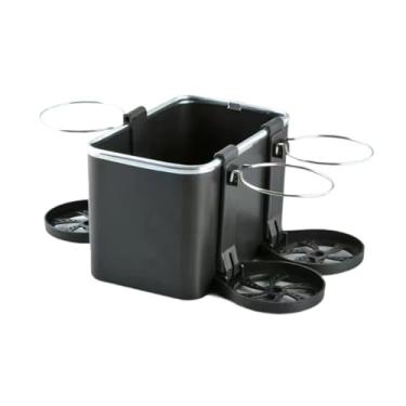 Imagem de KiBcsLic Caixa de armazenamento para apoio de braço de carro, porta-guardanapos, acessórios para interior de automóveis, multiuso com 3 porta-copos de água, Preto