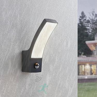 Imagem de Luz de parede LED externa com sensor de movimento arandelas de parede externas IP65 à prova d'água modernas lâmpadas de parede de alumínio alimentadas por rede interna/externa para pátio, terraço