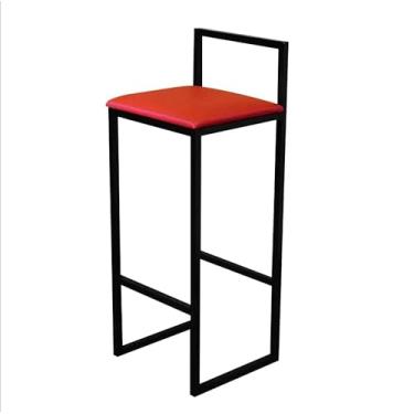 Imagem de Banqueta Alta Bar Balcão Bistrô Industrial Preta Estofado Vermelho