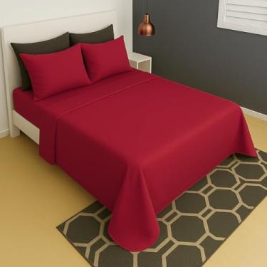 Imagem de Lençol Casal Sem Elástico Superior Malha Liso 100% Algodão (Vermelho)