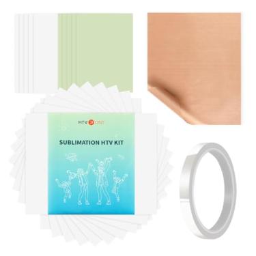 Imagem de HTVRONT Kit Htv De Sublimação Para Tecidos Escuros/Claros - Camisa/Bolsa/Chapéu Prensagem A Quente, Inclui Papel, Fita Resistente E Folha Teflon