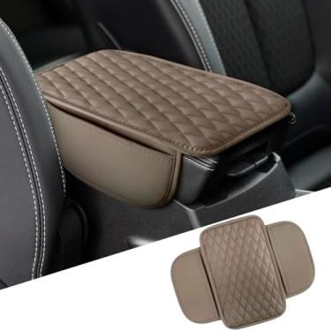 Imagem de vvag Capa de console central de carro, capa de apoio de braço de microfibra atualizada com 2 bolsas de armazenamento, protetor de caixa de armazenamento de console central resistente a arranhões