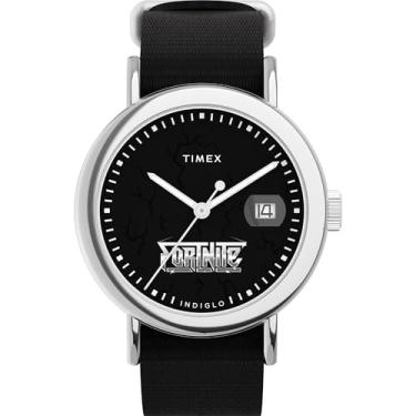 Imagem de Timex Relógio masculino Fortnite Weekender de 37 mm - pulseira preta, mostrador preto, caixa prateada