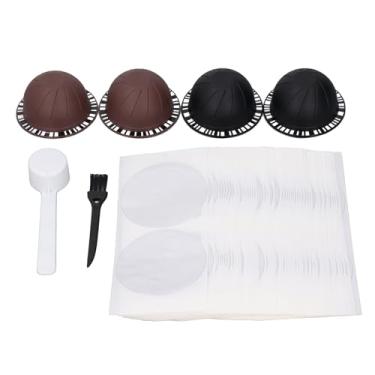 Imagem de Cápsulas de cápsulas de café reutilizáveis pálpebras de alumínio recarregáveis com cápsulas de plástico para máquina de vertuolina 100pcs folhas de 4 cápsulas