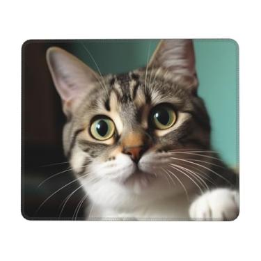 Imagem de Tapete de rato quadrado um tapete de rato de gato curioso com base de borracha para computador mouse pad sem fio tapete antiderrapante para laptop acessórios de mesa de escritório mousepad gamer 17,8
