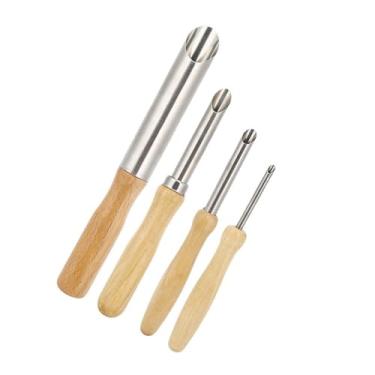Imagem de Irfora Cortador Circular de Orifícios, Alça de Madeira Corte de Argila Ferramenta Ferramenta para Escultura Com Punção Circular Redonda, Raspando, Marcação, Design (4 formas redondas)