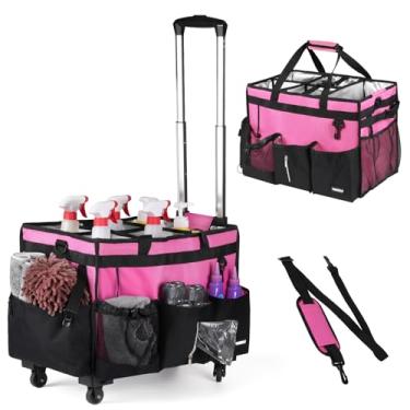 Imagem de Bolsa grande para limpeza com rolos, organizador de limpeza com rodas com carrinho destacável para donas de casa