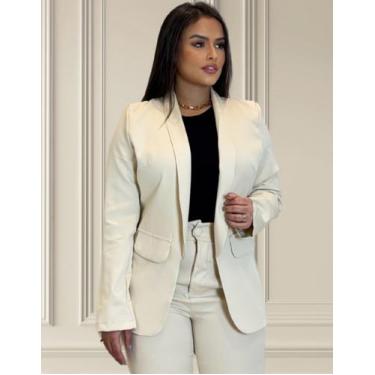 Imagem de Blazer Feminino Alfaiataria Casual Básico Elegante Acinturado Casaco T