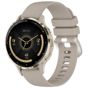 Imagem de Compatível com pulseiras Garmin Venu 3S, pulseira de substituição de silicone macio de 18 mm para smartwatch Garmin Venu 2S/Forerunner 265S/ 265S Music/255S/ 255S Music (cinza areia)