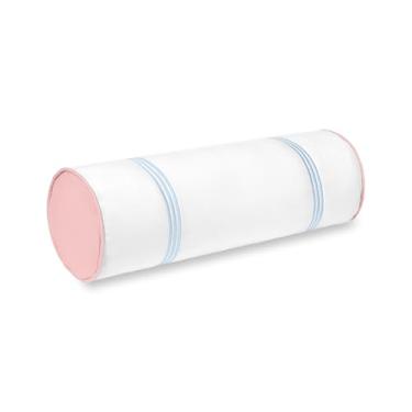 Imagem de Hofdeco Premium Capa de almofada Coastal Grandmillennial Patio Indoor Outdoor Bolster Only, 15.2 cm x 50.8 cm repelente de água para quintal, sofá, piscina, listras bordadas rosa azul bebê