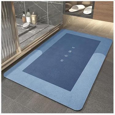 Imagem de Tapete Superabsorvente de Secagem Rápida Antiderrapante Retangular, resistente a manchas, cozinha, sala de estar, tapete de chuveiro fácil de limpar para banheira (Azul)