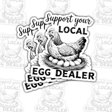 Imagem de 3 peças suporte seu revendedor de ovos local engraçado presente de fazendeiro de galinhas para herdeiros e amantes de fazendas apoiar seu revendedor local de ovos adesivos decalque de aves para laptop