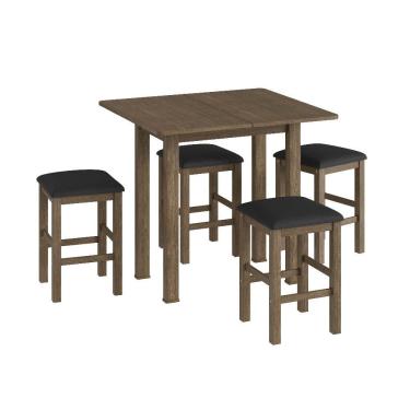 Imagem de Conjunto Mesa Dobrável 4 Banquetas Estofadas Baixas Móveis Canção