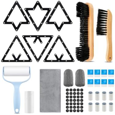 Imagem de Skyley Conjunto de 29 peças de acessórios para mesa de sinuca, 6 suportes de bolas mágicas para rack de 8, 9 e 10, 2 escovas de mesa de bilhar para pontos de marcador de bilhar de feltro com giz, pano