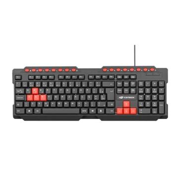 Imagem de Teclado Gamer C3Tech KG-10V2BK, ABNT2, USB, Teclas Multimídia, Preto e Vermelho